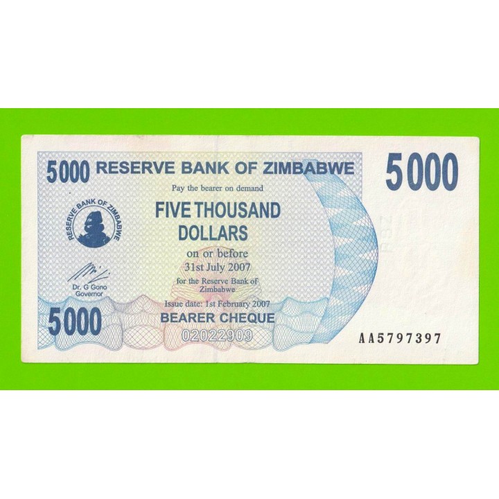 Зимбабве - 5000 долларов - 2007 (AA)