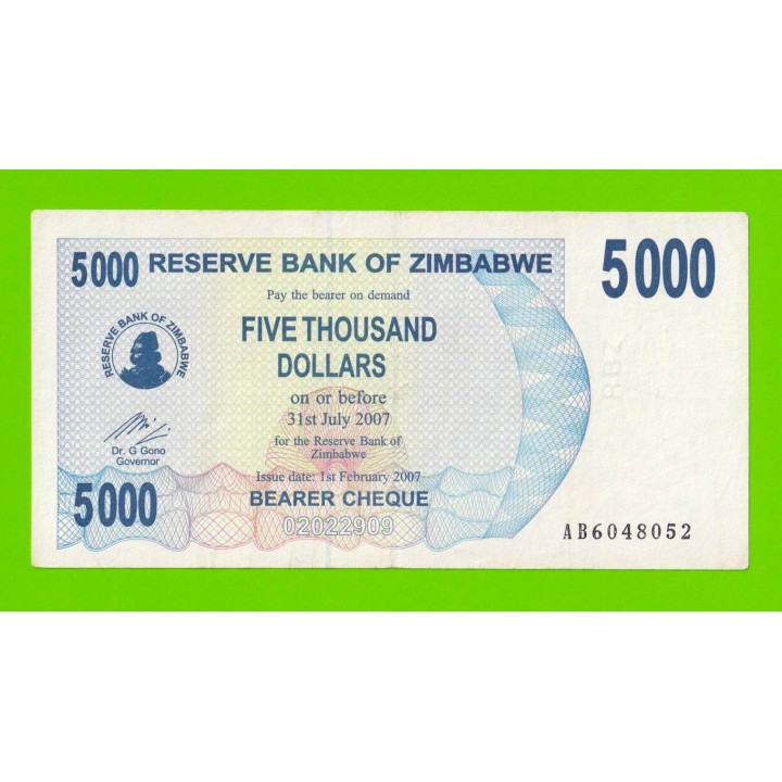 Зимбабве - 5000 долларов - 2007 (AB)