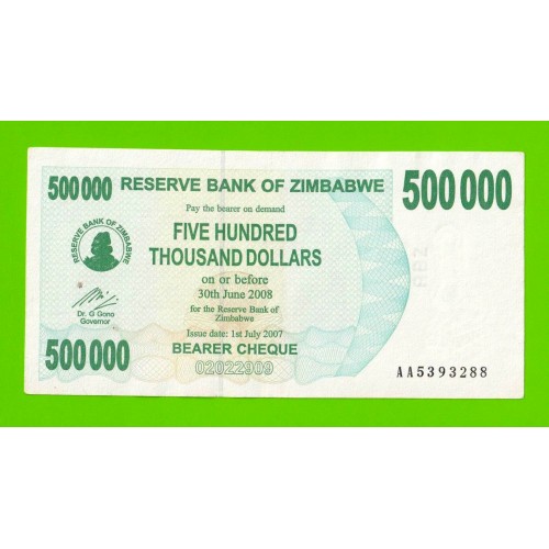 Зимбабве - 500000 долларов - 2007 (AA)