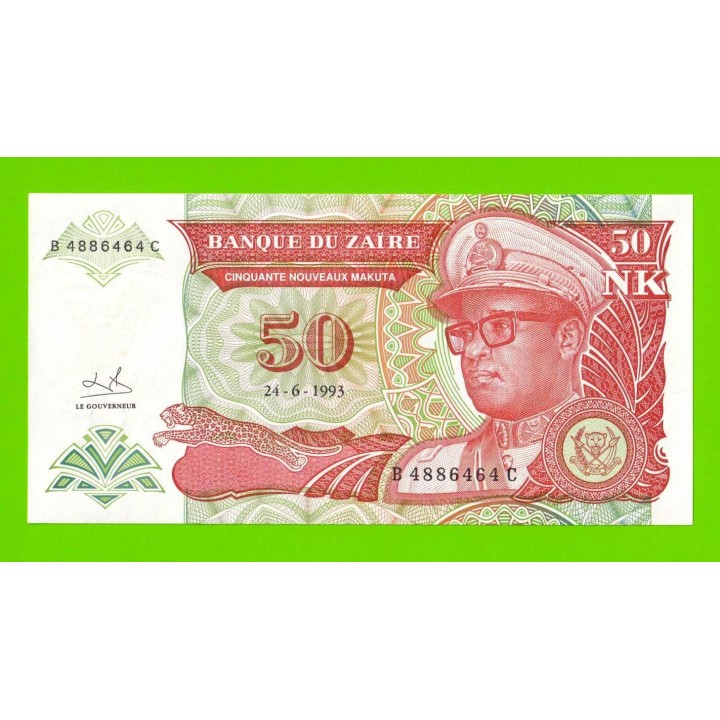 Заир - 50 новых макута - 1993 - небольшие пятна - aUNC!!!