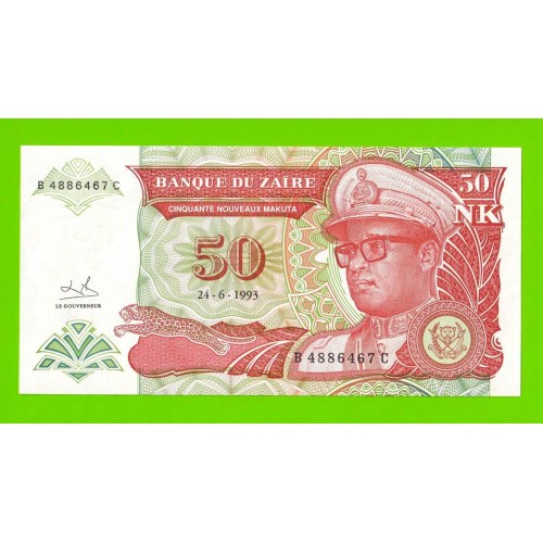 Заир - 50 новых макута - 1993 - небольшие пятна - aUNC!!!