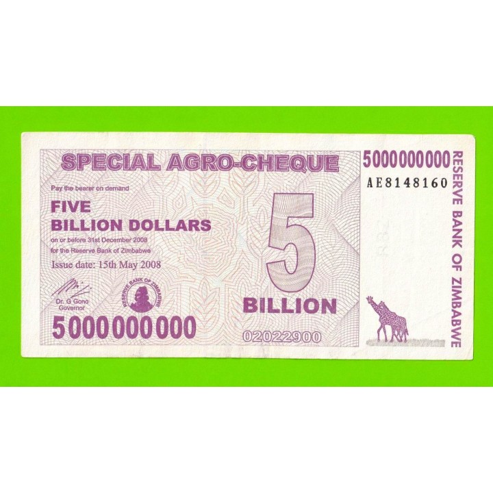 Зимбабве - 5000000000 / 5 миллиардов долларов - 2008 (AE)