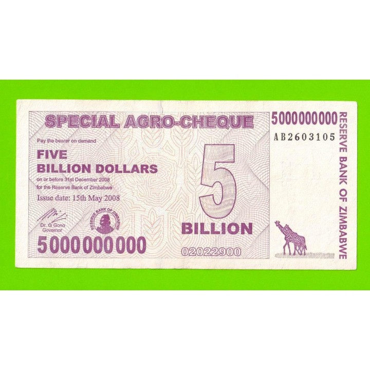 Зимбабве - 5000000000 / 5 миллиардов долларов - 2008 (AB)