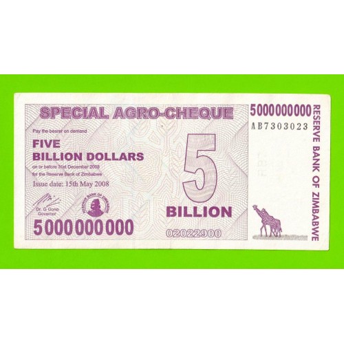 Зимбабве - 5000000000 / 5 миллиардов долларов - 2008 (AB)