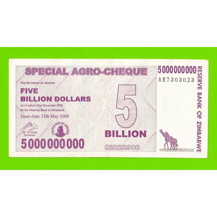 Зимбабве - 5000000000 / 5 миллиардов долларов - 2008 (AB)