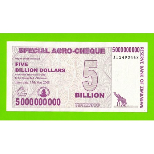 Зимбабве - 5000000000 / 5 миллиардов долларов - 2008 (AD)