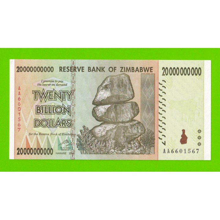 Зимбабве - 20000000000 / 20 миллиардов долларов - 2008 (AA) - UNC-!!!