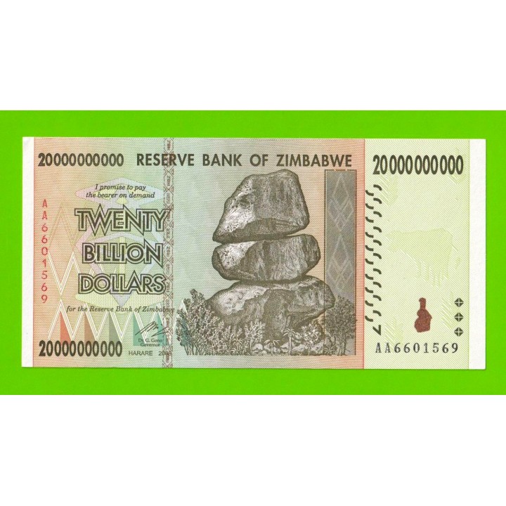 Зимбабве - 20000000000 / 20 миллиардов долларов - 2008 (AA) - UNC-!!!