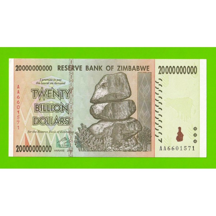 Зимбабве - 20000000000 / 20 миллиардов долларов - 2008 (AA) - UNC-!!!