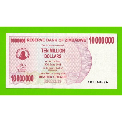 Зимбабве - 10000000 / 10 миллионов долларов - 2008 (AR)
