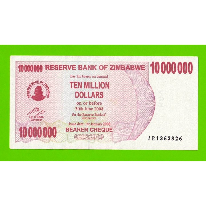 Зимбабве - 10000000 / 10 миллионов долларов - 2008 (AR)