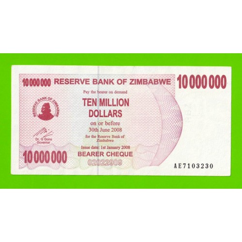 Зимбабве - 10000000 / 10 миллионов долларов - 2008 (AE)