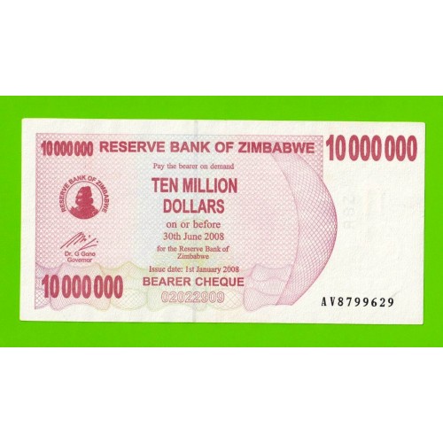 Зимбабве - 10000000 / 10 миллионов долларов - 2008 (AV)