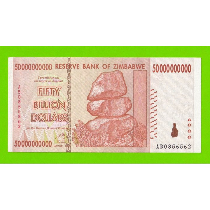 Зимбабве - 50000000000 / 50 миллиардов долларов - 2008 (AB) - XF+++!!!