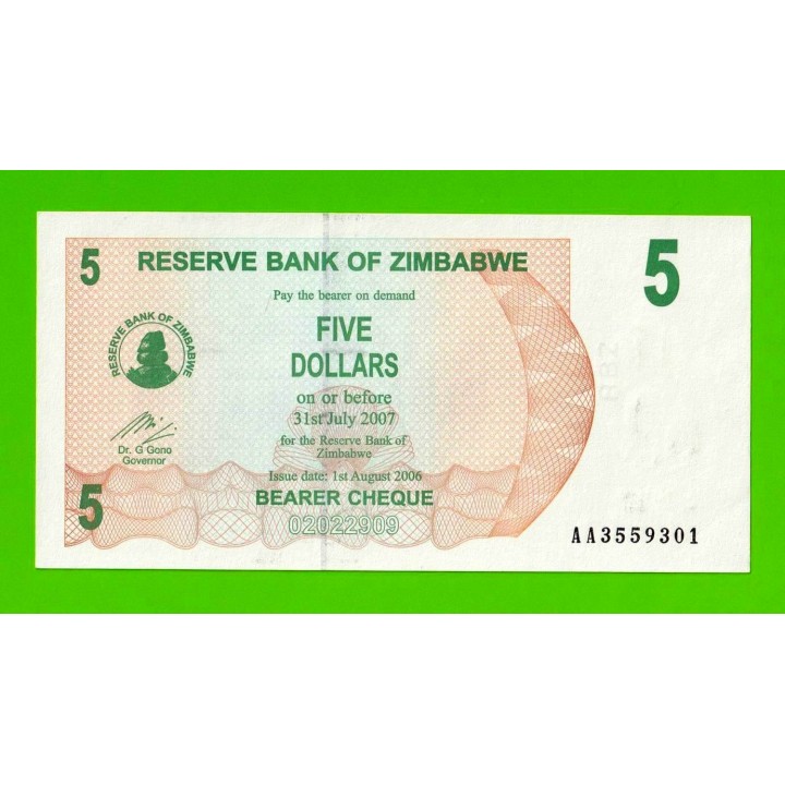 Зимбабве - 5 долларов - 2006 (AA) - UNC-!!!