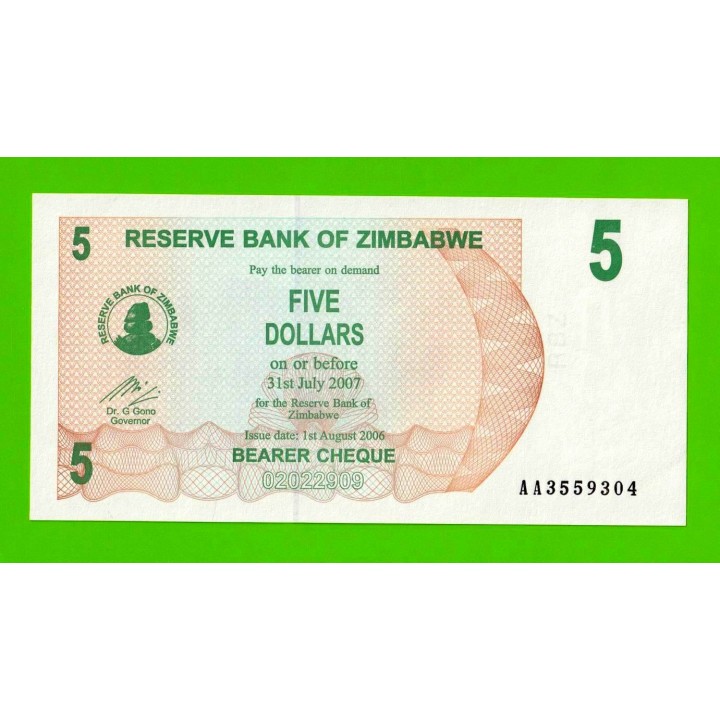 Зимбабве - 5 долларов - 2006 (AA) - UNC!!!