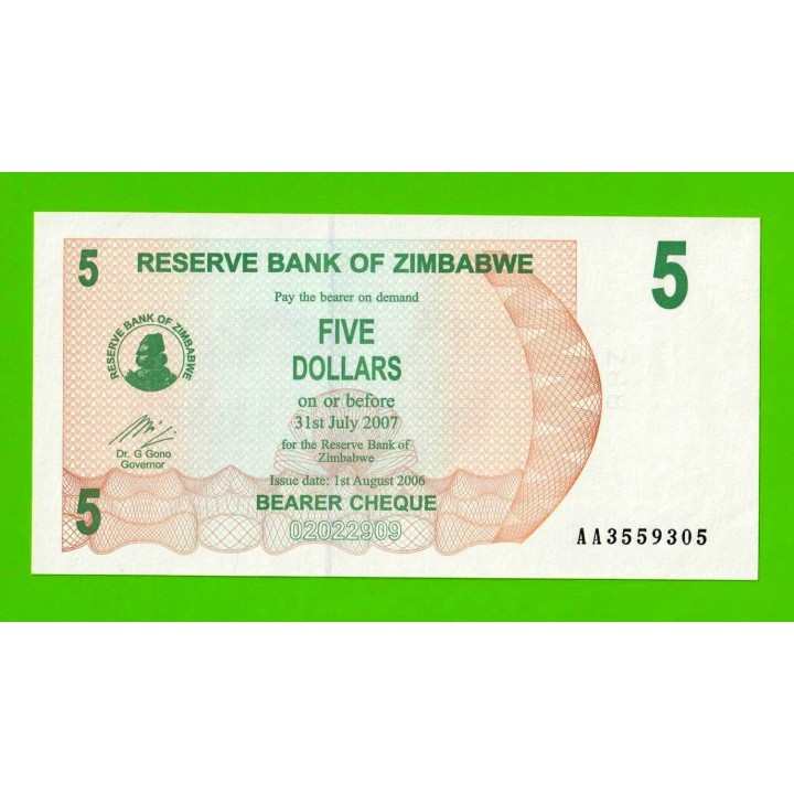 Зимбабве - 5 долларов - 2006 (AA) - UNC!!!