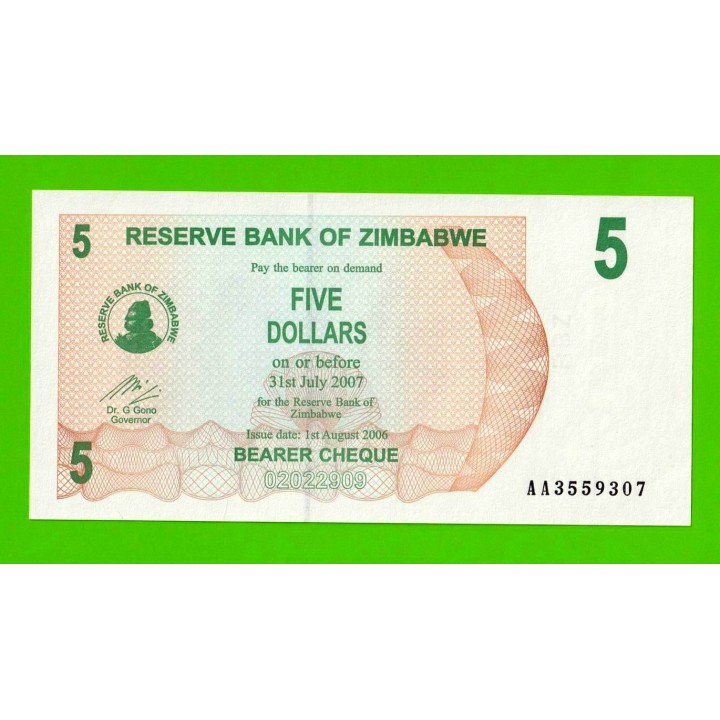 Зимбабве - 5 долларов - 2006 (AA) - UNC!!!