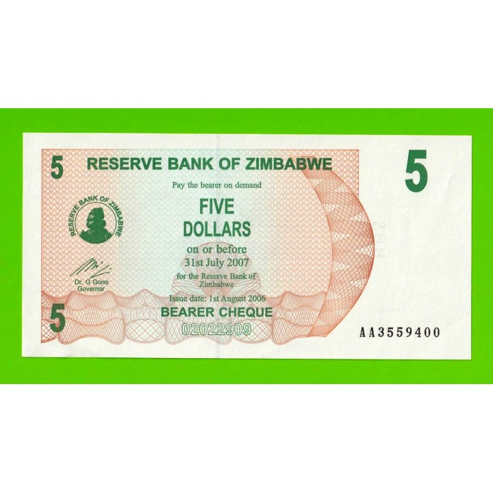 Зимбабве - 5 долларов - 2006 (AA) - UNC-!!!