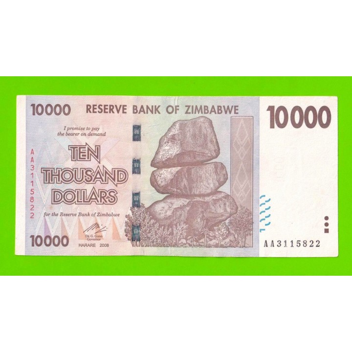 Зимбабве - 10000 долларов - 2008 (AA)