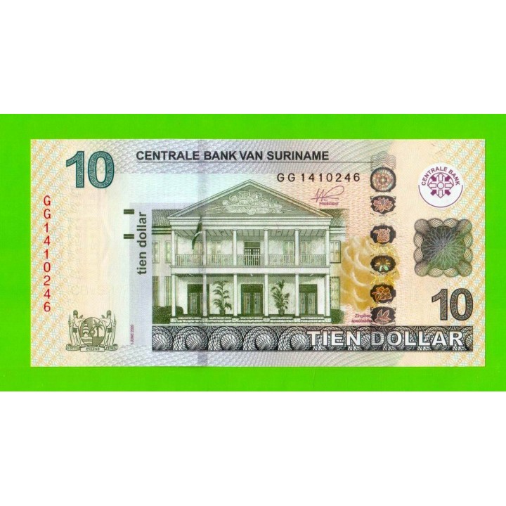 Суринам - 10 долларов - 2020 - UNC!!!