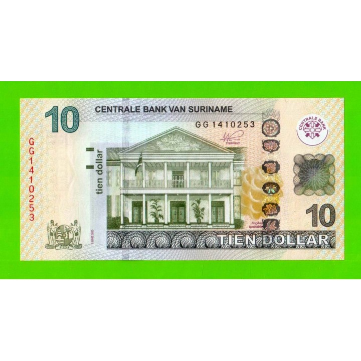 Суринам - 10 долларов - 2020 - UNC!!!