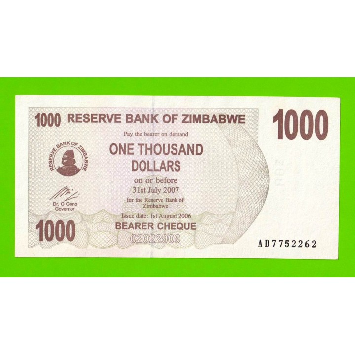 Зимбабве - 1000 долларов - 2006 (AD)