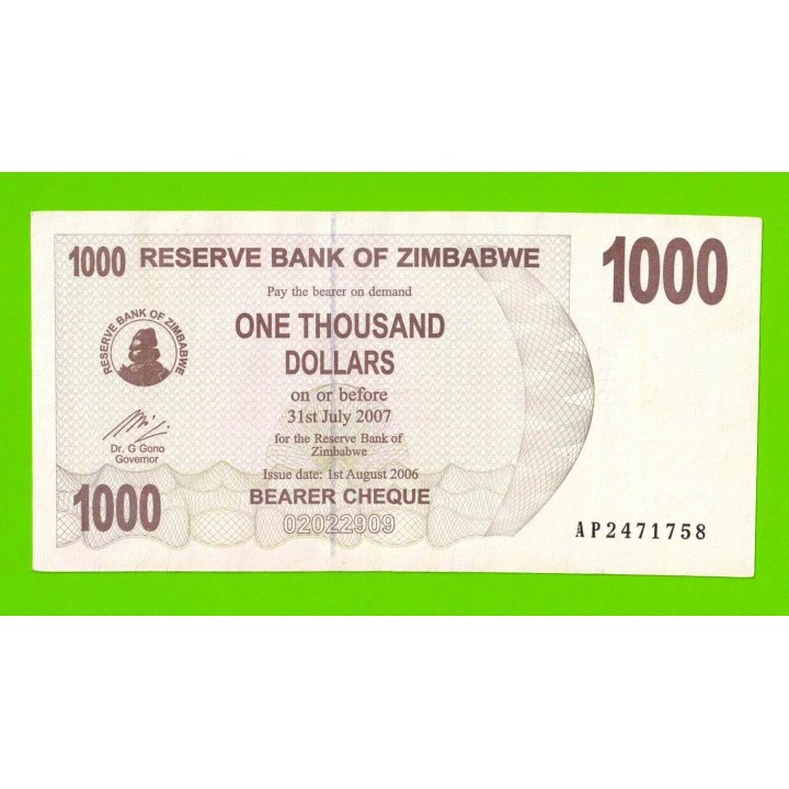 Зимбабве - 1000 долларов - 2006 (AP)