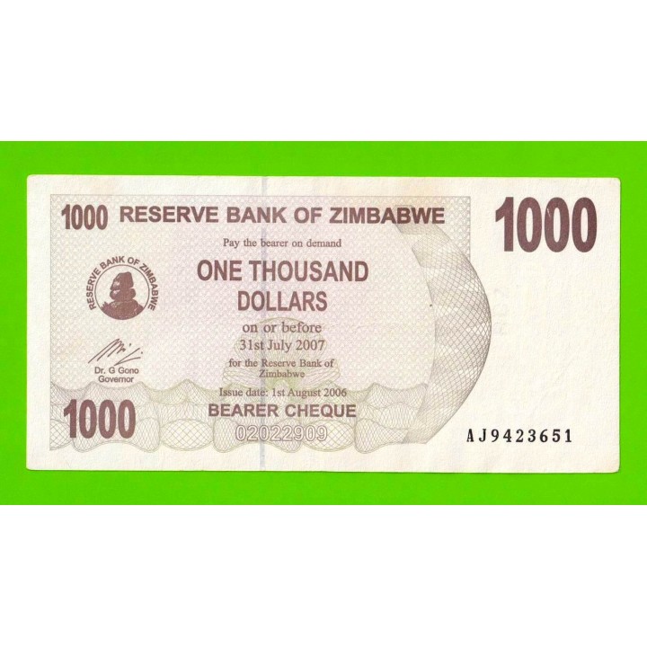 Зимбабве - 1000 долларов - 2006 (AJ)