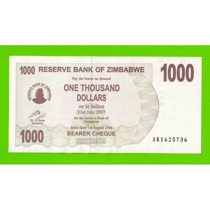 Зимбабве - 1000 долларов - 2006 (AK)