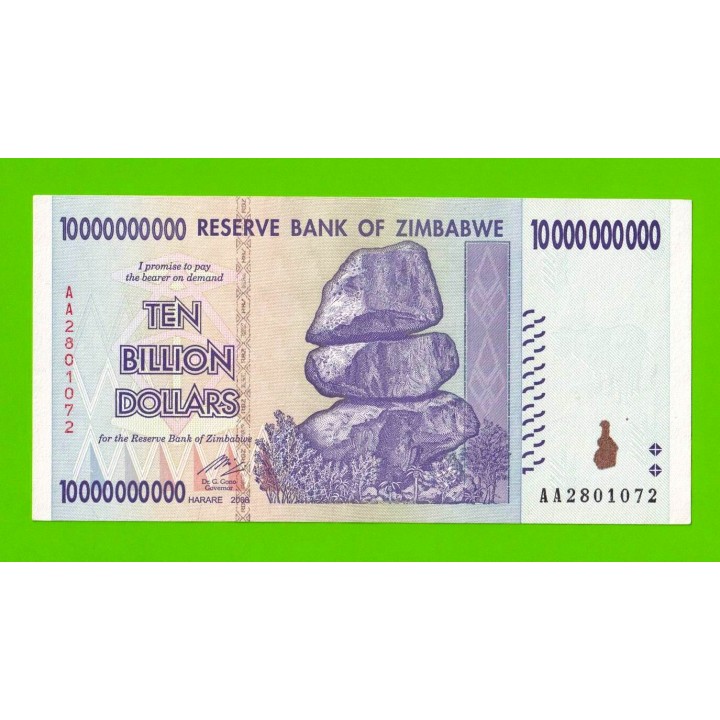 Зимбабве - 10000000000 / 10 миллиардов долларов - 2008 (AA)