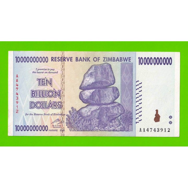 Зимбабве - 10000000000 / 10 миллиардов долларов - 2008 (AA)