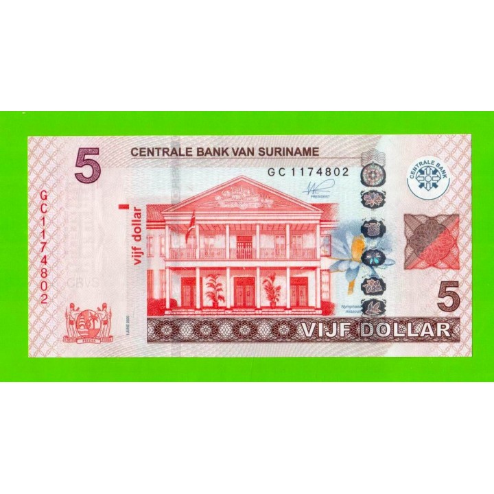 Суринам - 5 долларов - 2020 - UNC!!!
