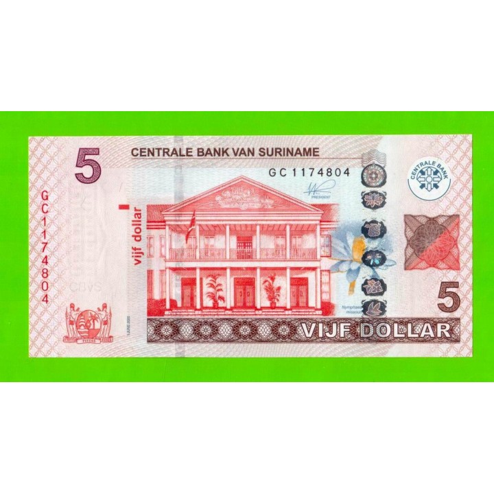 Суринам - 5 долларов - 2020 - UNC!!!