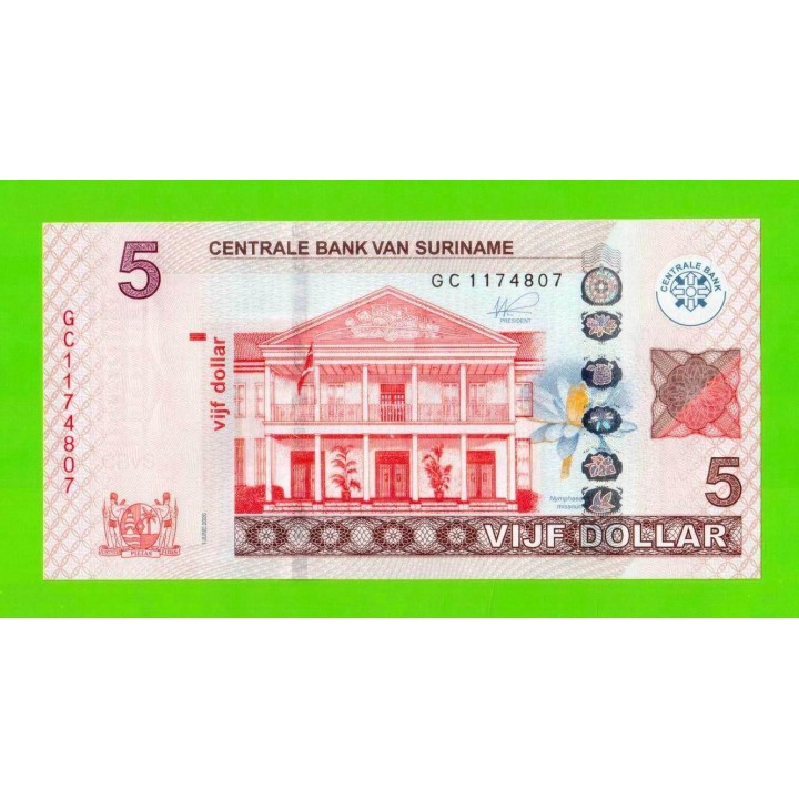Суринам - 5 долларов - 2020 - UNC!!!