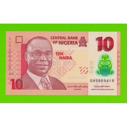 Нигерия - 10 найра - 2021 - Полимер - UNC!!!