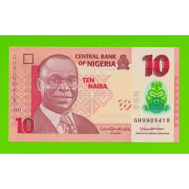 Нигерия - 10 найра - 2021 - Полимер - UNC!!!