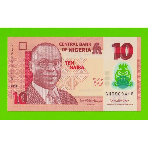 Нигерия - 10 найра - 2021 - Полимер - UNC!!!