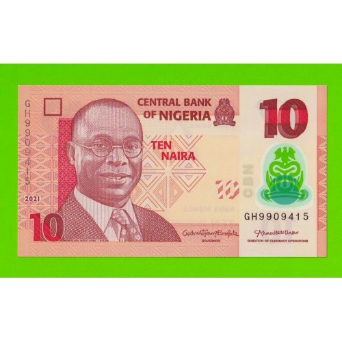 Нигерия - 10 найра - 2021 - Полимер - UNC!!!