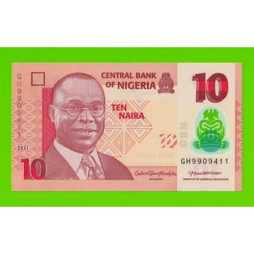 Нигерия - 10 найра - 2021 - Полимер - UNC!!!