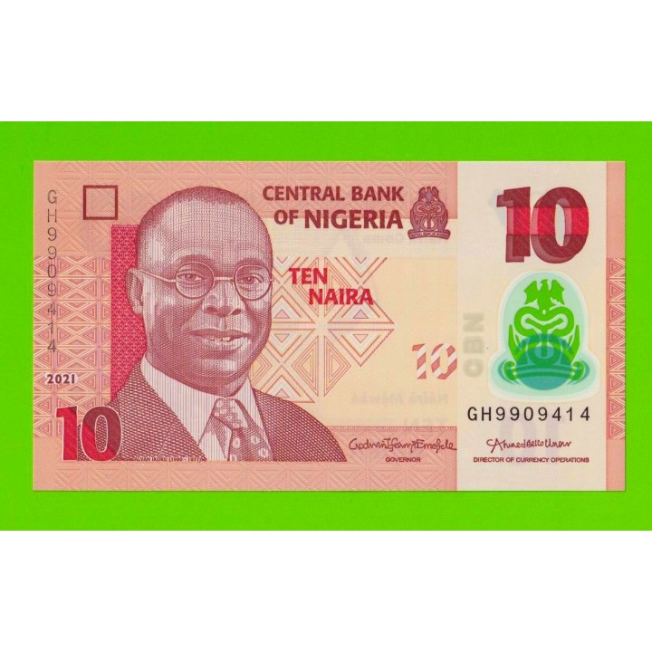 Нигерия - 10 найра - 2021 - Полимер - UNC!!!