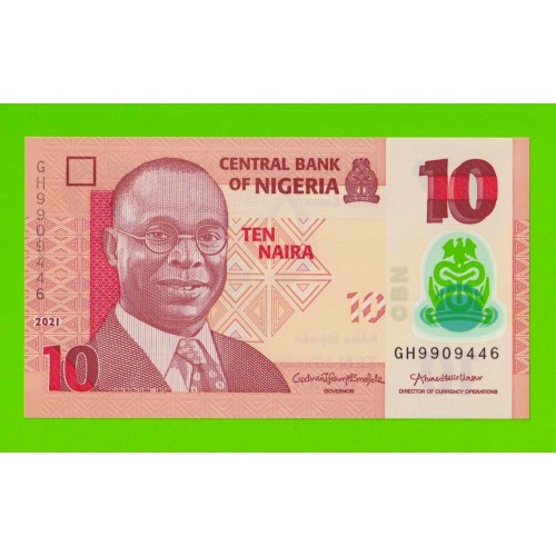 Нигерия - 10 найра - 2021 - Полимер - UNC!!!