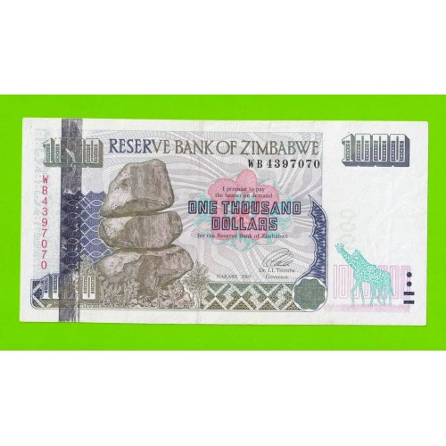 Зимбабве - 1000 долларов - 2003 (WB)