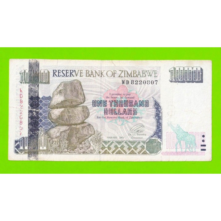 Зимбабве - 1000 долларов - 2003 (WD)