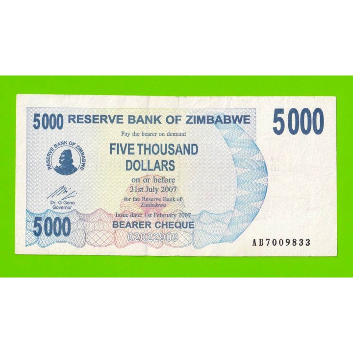 Зимбабве - 5000 долларов - 2007 (AB)