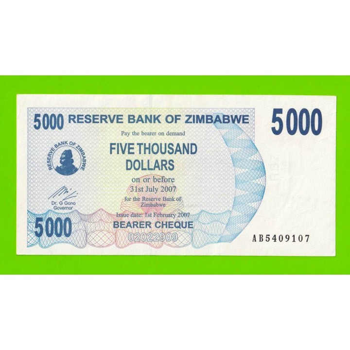 Зимбабве - 5000 долларов - 2007 (AB)