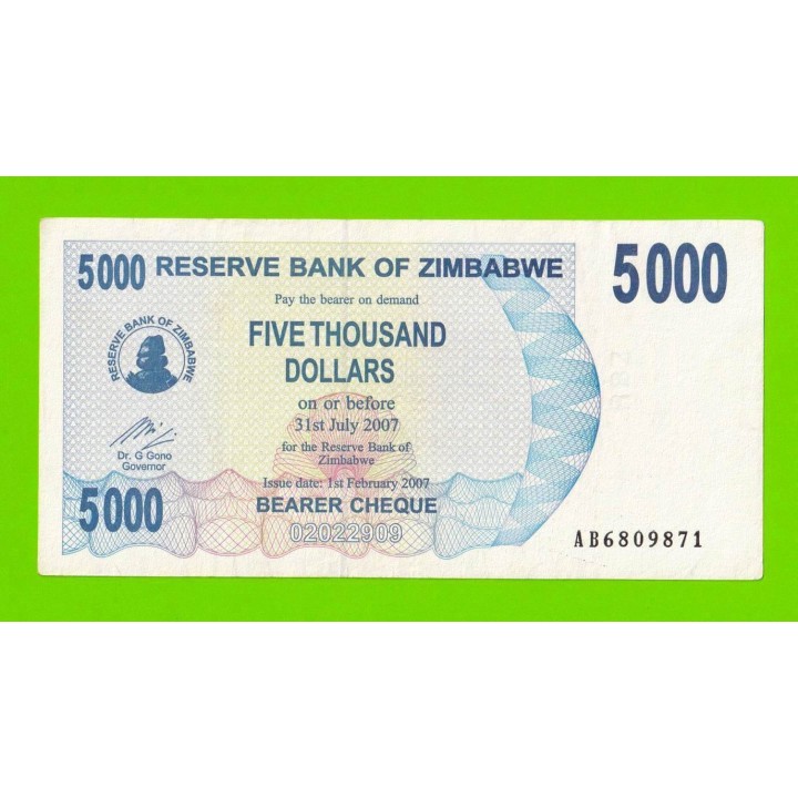 Зимбабве - 5000 долларов - 2007 (AB)