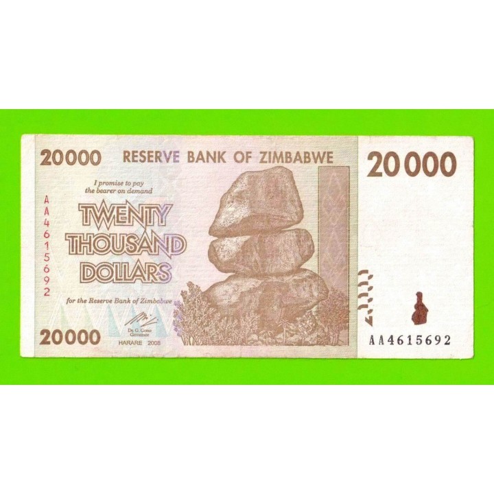 Зимбабве - 20000 долларов - 2008 (AA)