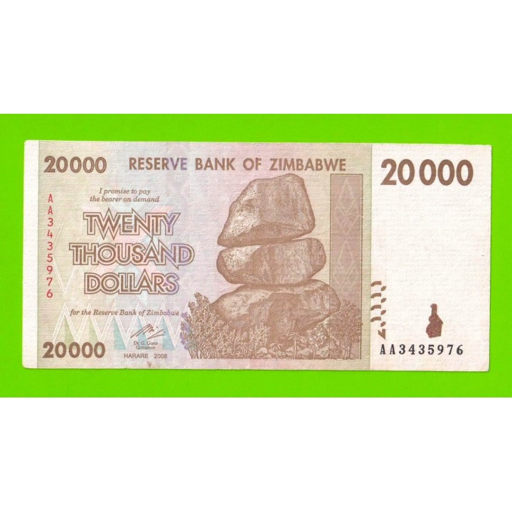 Зимбабве - 20000 долларов - 2008 (AA)