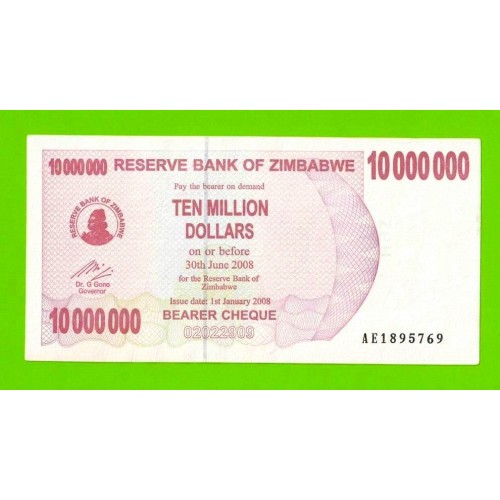 Зимбабве - 10000000 / 10 миллионов долларов - 2008 (AE)